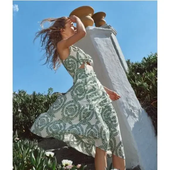 ZARA Dress Small Maxi Boho Embroidered Long Dress Cut out Resort Vacation Cruise - Picture 5 of 16